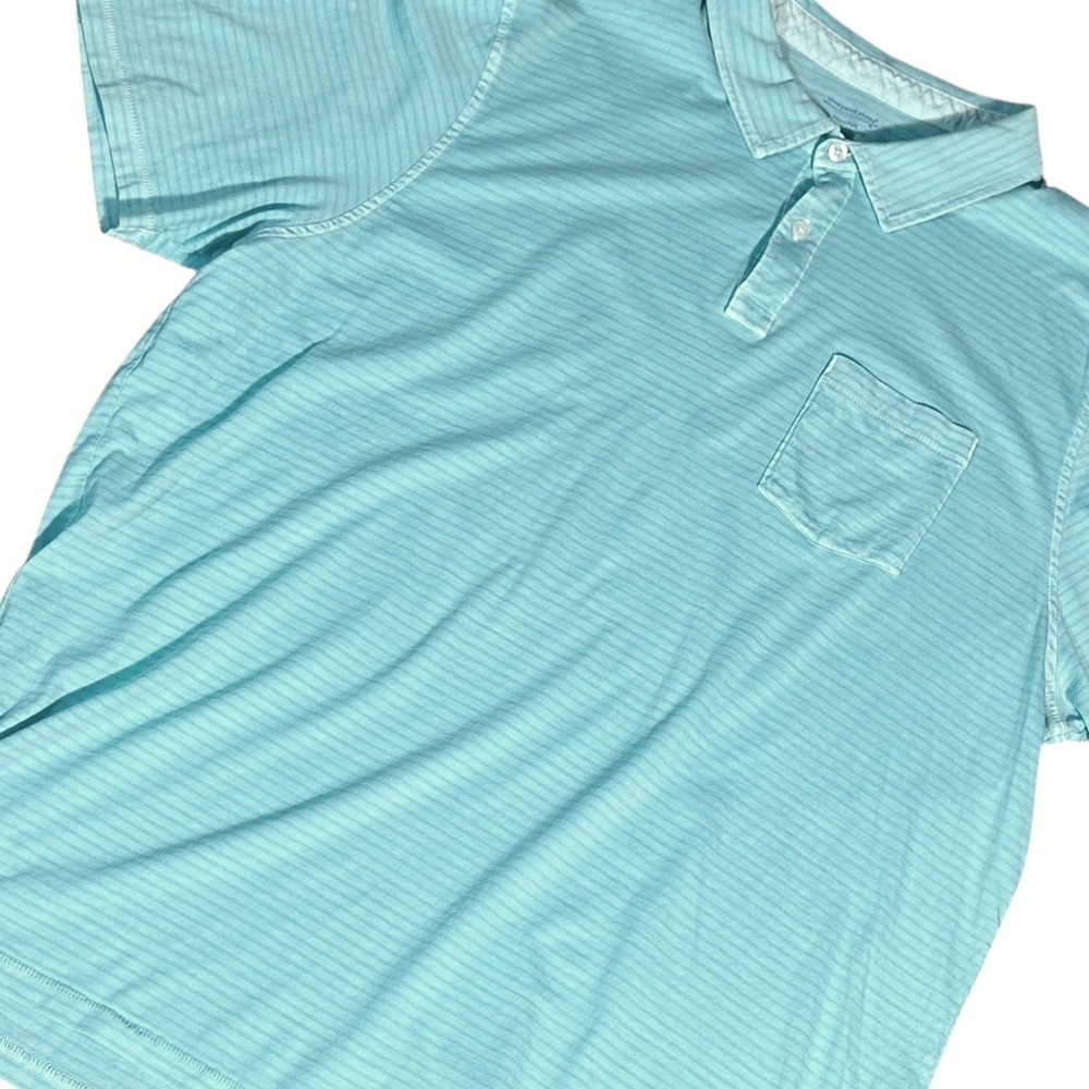 Vineyard Vines Island Polo Mens XL Aqua Blue Striped Pima Cotton 1G010842